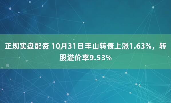 正规实盘配资 10月31日丰山转债上涨1.63%，转股溢价率9.53%